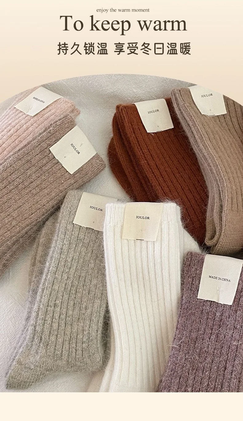 Neue Winter Socken Frauen Kaschmir Wolle Verdicken Warme Frauen Socken Sox Japanische Mode Harajuku Einfarbig Thermische Lange Socken – Detail 13