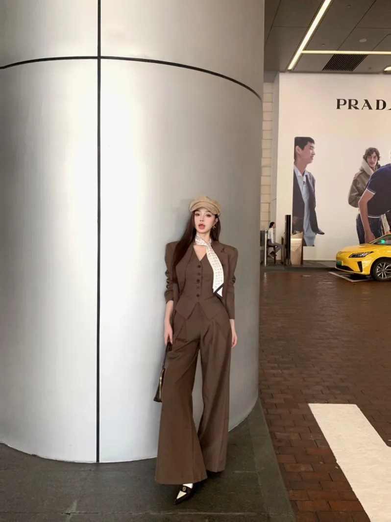 

Vests Waistcoats Thin Womens Embroidery Autumn Maillard Multi-Functional Spliced Split Multi-Pockets Touring Techwear Patchwork