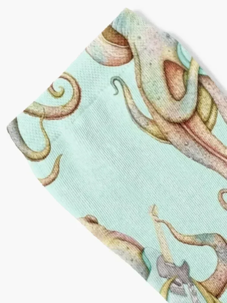 POLAH - the axe wielding Octopus (on Aqua) Socks christmass gift tennis Soccer professional running Socks For Man Women's