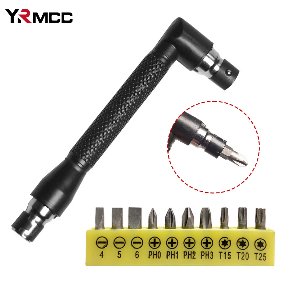 L-shaped 1/4 Hexagonal Screwdriver Bit 6.35mm 90 Degree Socket Wrench Double-head Screwdriver Hand Tool Set Car Disassembly Tool