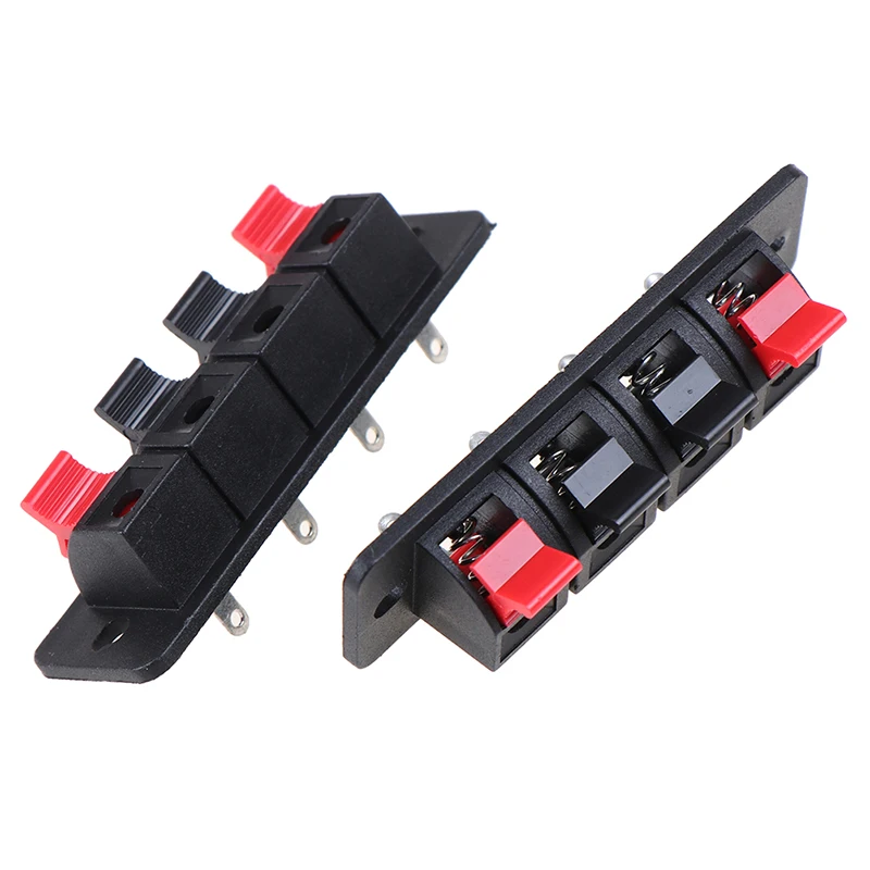 2Pcs/lot Plastic 4 Positions Connector Terminal Push In Jack Spring Load Audio Speaker Terminals Breadboard Clip