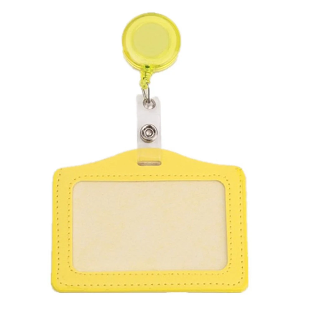 

Colors PU Leather Badge Holder Clip Card Holder Clip ID Badge Holder Name Card Holder Retractable Badge Reels Nurse Doctor