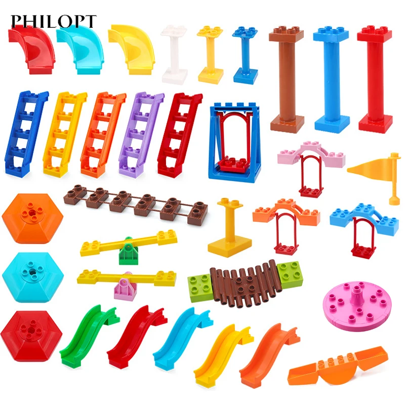 Peças Pipeline Playground, Blocos de Construção Grandes, Escada Slide, Balanço, Tijolos Compatíveis, Bebê Montar, Brinquedos Interativos, Presente