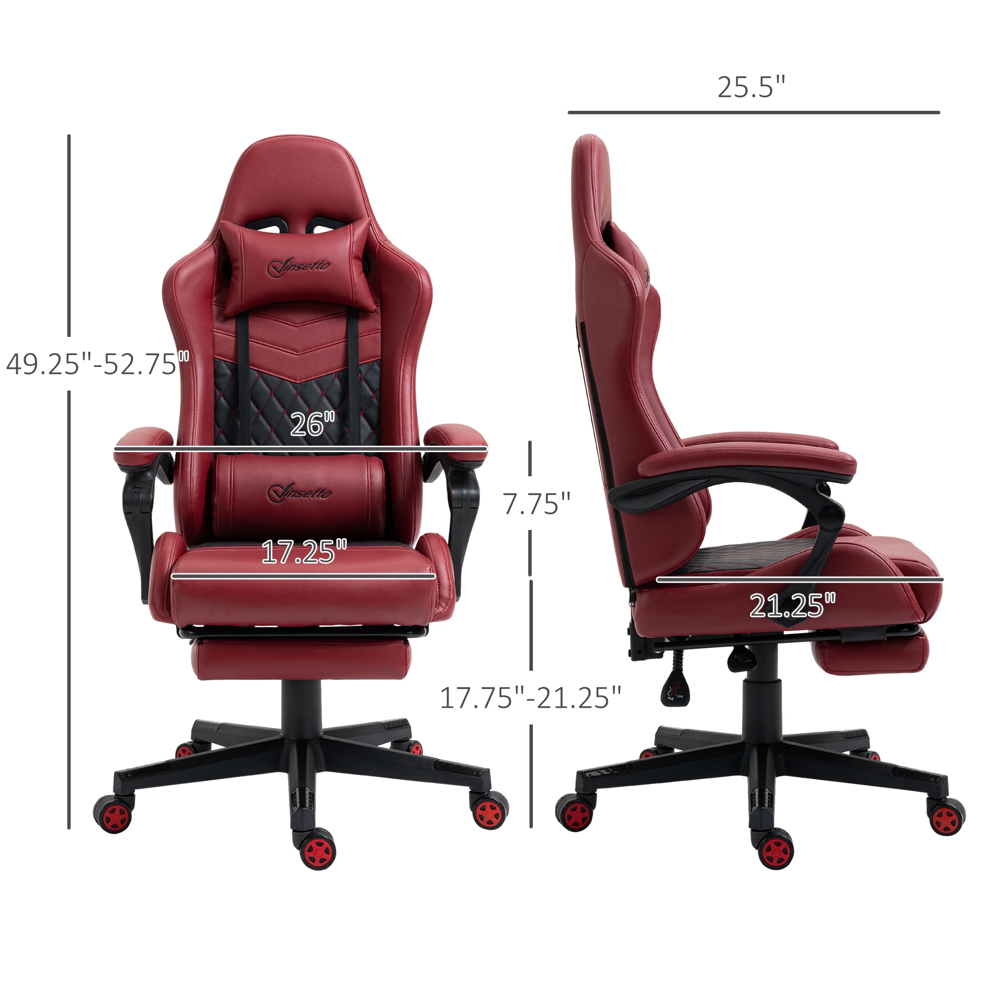 Silla ajustable para juegos con respaldo alto, sillón reclinable para oficina de carreras con reposapiés, almohada