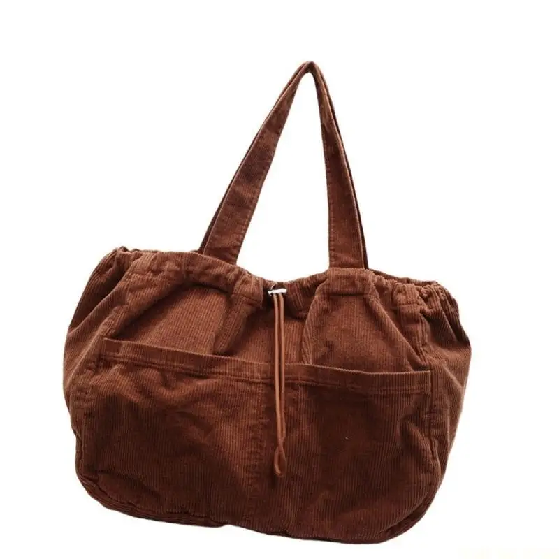 

X90D Womens Casual Shoulder Bag Commuting Bag Corduroy Underarm Bag Large Capacity Armpit Bag Drawstring Handbags