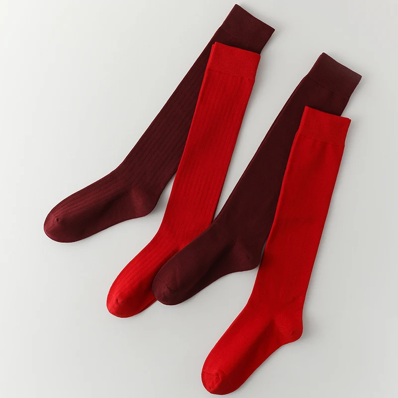 Women’s Spring Red Mid-Calf Socks Calf Stockings Youthfulness Fashionable Style Great for New Year Gifts and Birth Celebrations