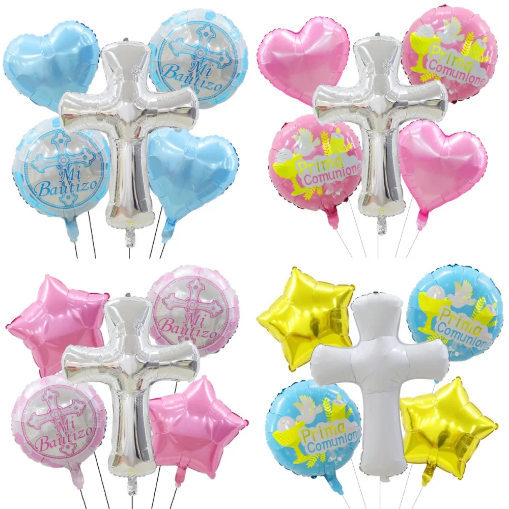 God Bless Balloons, Jesus Cross Balloons, First Holy Communion Party, Baby Shower, Easter Baptism, Forked Christening Decor