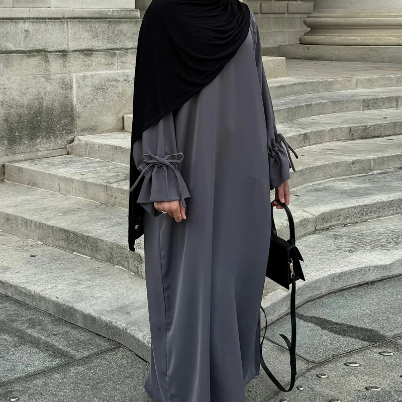 

Elegant Muslim Women Modest Abaya Dress Dubai Turkish Style Loose-Fit Solid Color Islamic Prayer Robe for Ramadan Daily Fashion