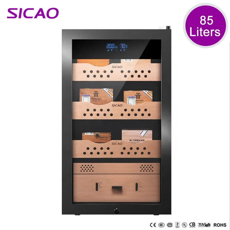 82L R600a Mini Intelligent Digital Display Holds 500 Cigar Cabinet Cooler Natural Spaniedar Wood Cigar Cooler Humidor