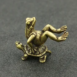 Antique play Brass Tortoise Frog Miniature Statue Decoration Desk  Decoration Home Decoration Bronze Sculpture