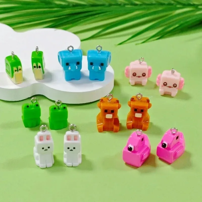10 Piezas de Adornos de Resina con Forma de Animales, Salamandra, Vaca, Rana, Flamenco, Conejo, para Hacer Joyería y Pendientes DIY