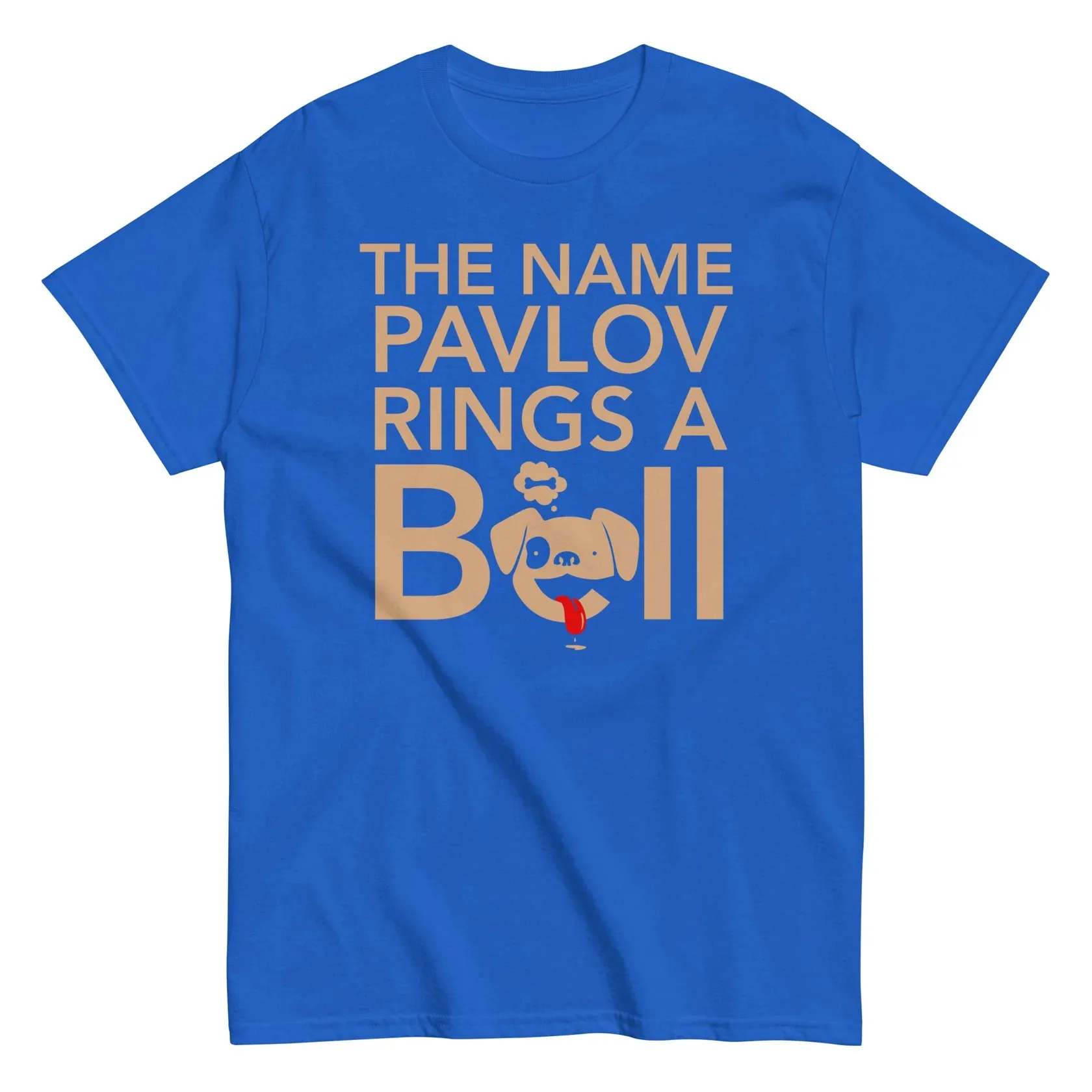 Funny Crew Neck Text Tee ShirtsTHE NAME PAVLOV RINGS A BELLFunnyT-Shits