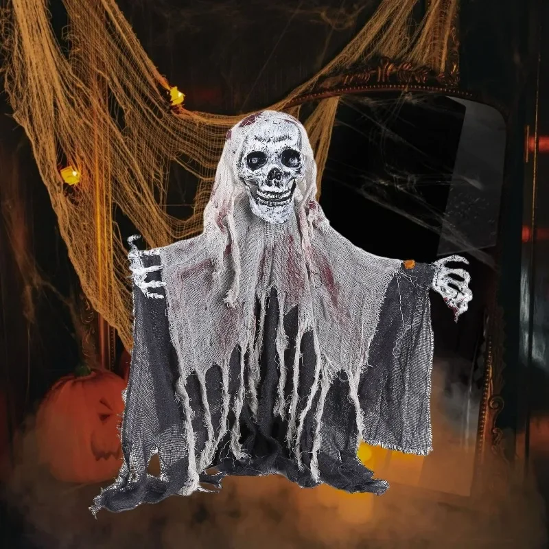 Halloween  Floor-inserted Voice-activated Skull Rocking Ghost Induction Luminous Sound Belt Base Scary Atmosphere Decoration