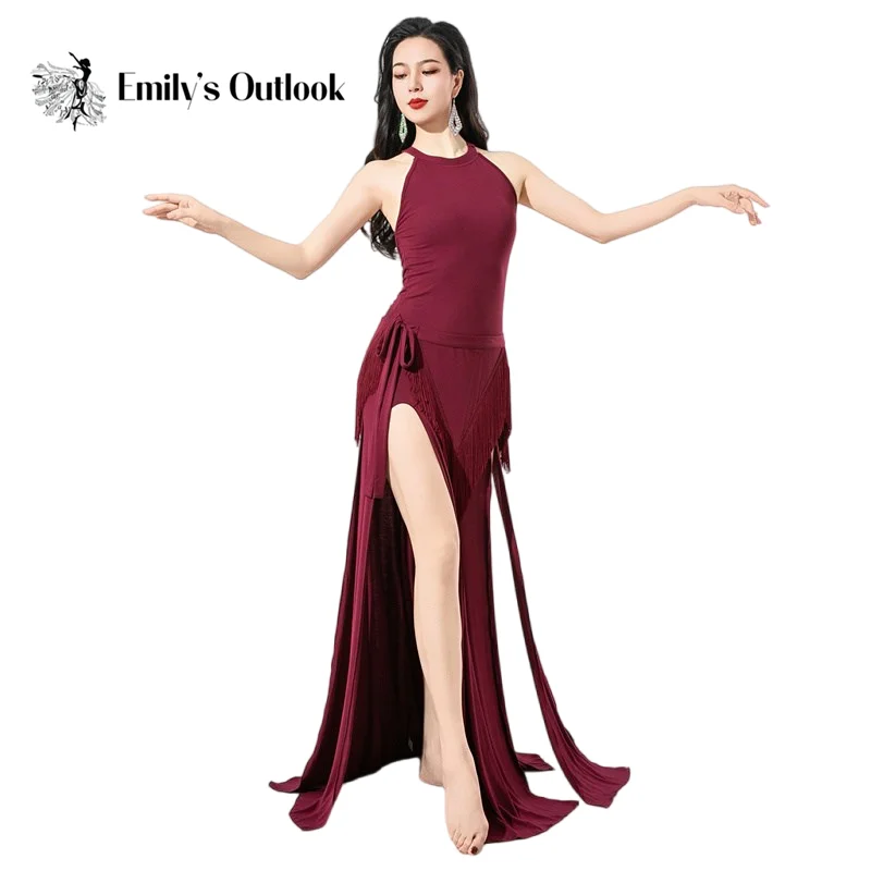 Arabic Sexy Dancewear Women One Piece Elegant Modal Long Dress Sexy Side  Slit Dancer Performance Clothes With Fringe Hip Scarf - AliExpress 200000532