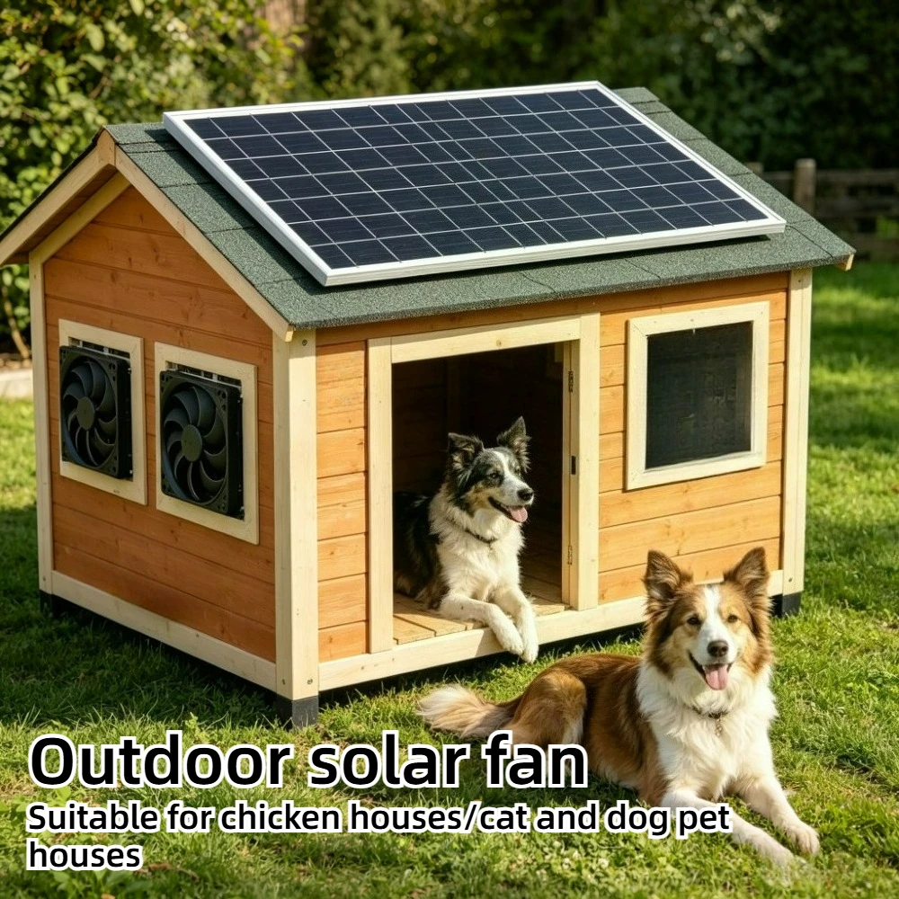 

Solar Ventilation System 10W 15W Dual Fan Exhaust Cooling Fan Weather Resistant for Chicken Coop Pet House Greenhouse RV Shed