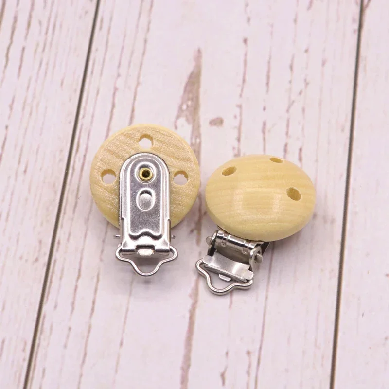 10pcs Metal Wooden Baby Pacifier Clips Solid Color Holders Cute Infant Soother Clasps Accessories