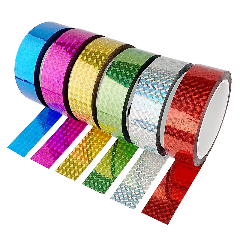 50M Self-Adhesive Decorative Laser Tape DIY Glitter Party Gift Packing Home Decor Tape Hot Stamping Sticker Gold Silver Tape