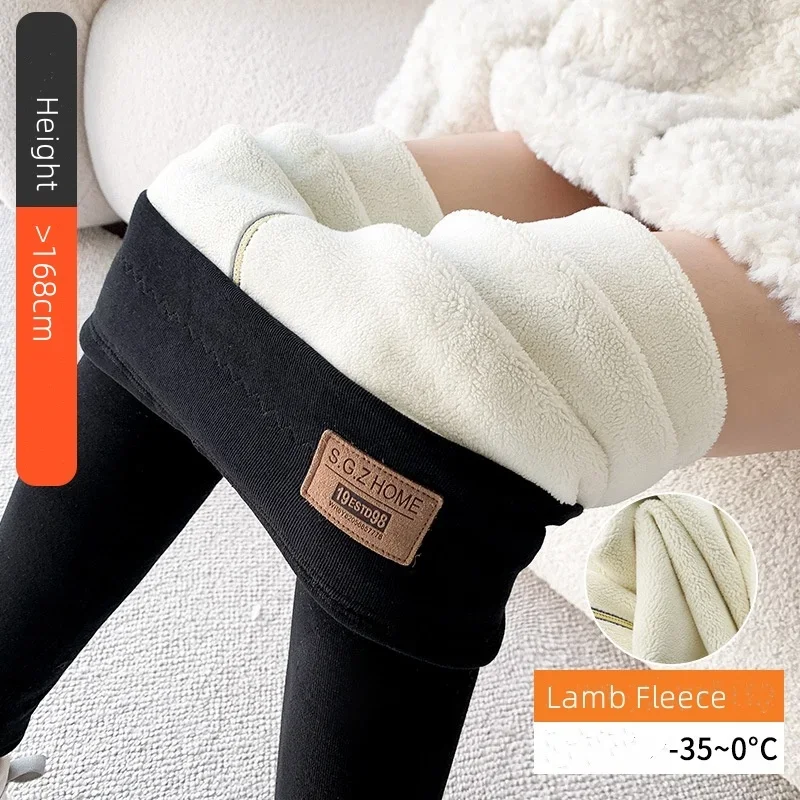 170cmmm quente cordeiro velo leggings sem costura calças de cintura alta grosso térmico leggins inverno outono roupas 2024 calças justas femininas