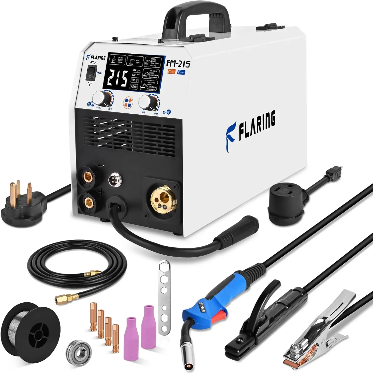 

MIG Welder 215Amp MIG Welder Machine 120V/240V Dual Voltage 6 in 1 Gas MIG/Gasless Flux Core MIG/Stick/Lift TIG/Spot welding