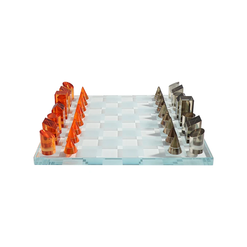 Crystal chessboard, chess pieces, furniture, soft decorations