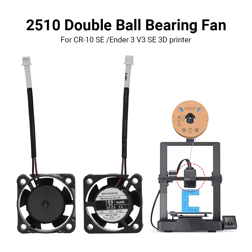 2510 Axial Fan Brushless Double Ball Bearing DC 24V Fan For CR-10SE/Ender3 V3 SE/V3 KE/ HI 5V for Lab P1P/X1C A1/A1 Mini