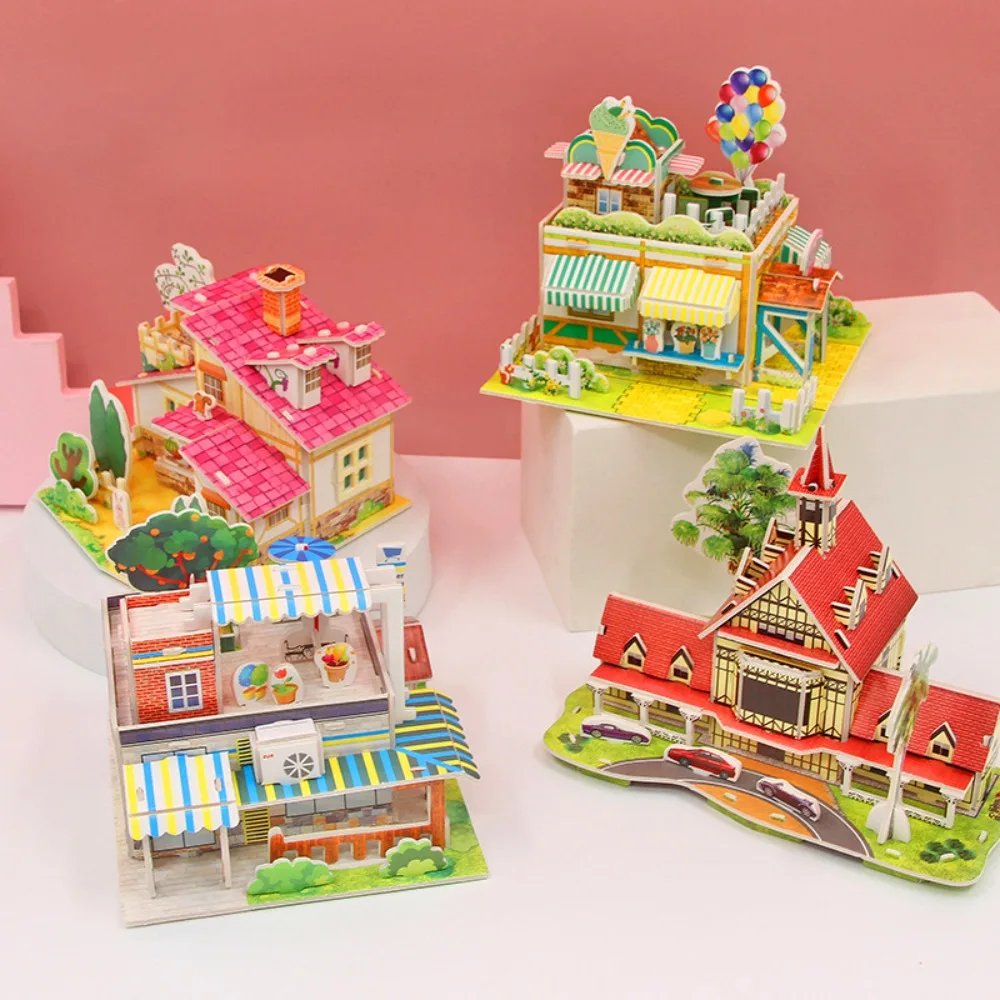 New Paper House Model Puzzle Early Education 3D Jigsaw Puzzles Children's Toys Handmade Educational Toy Kids