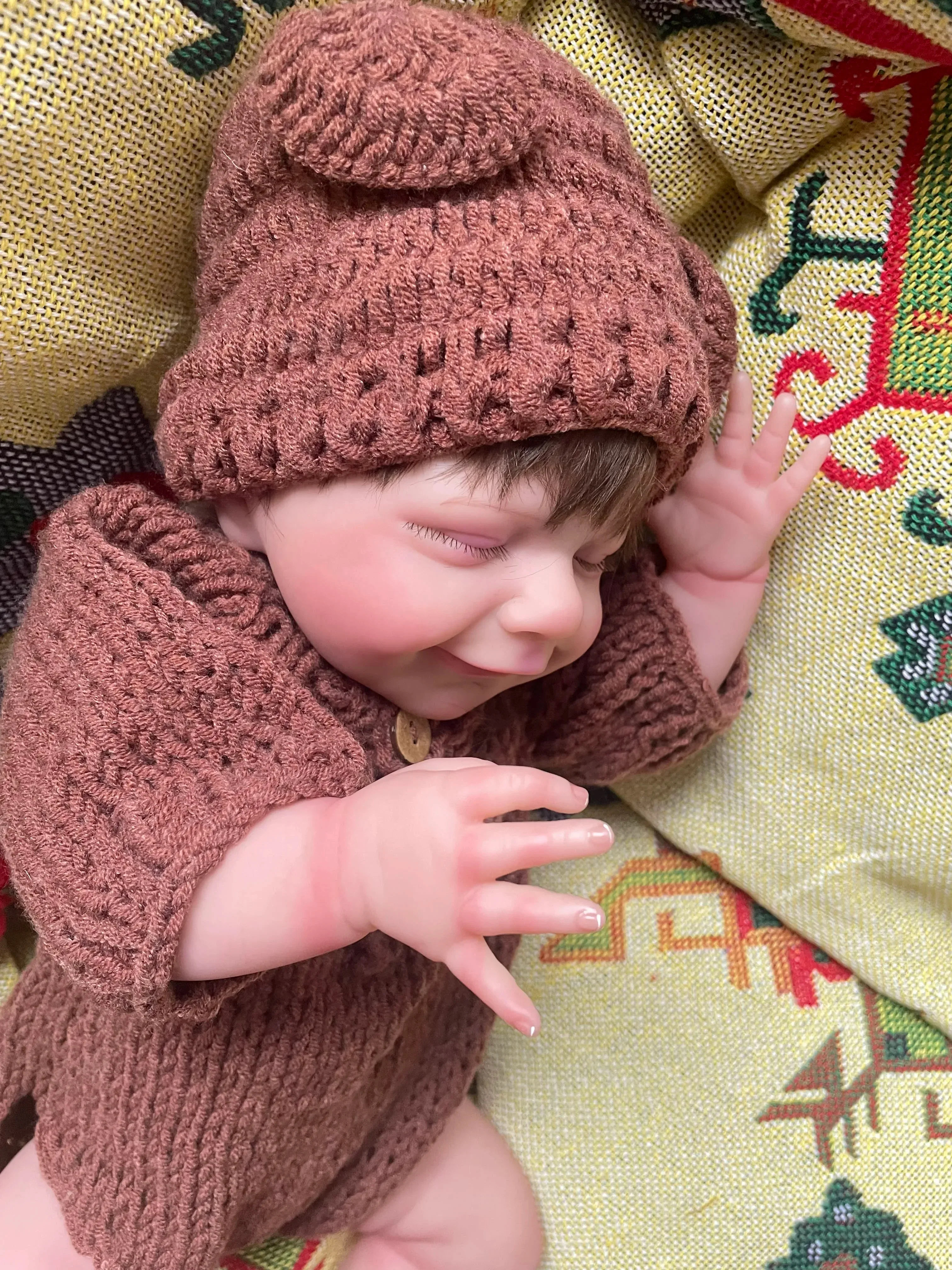 Beurre reborn d'avril pour bébé, corps entièrement en vinyle, corps de gril doux, assemblage de peau 3D, veines visibles, beurre fait à la main de haute qualité, 48cm