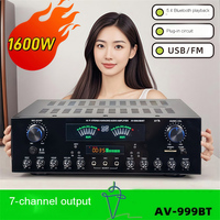 999BT High-power 7-speaker Subwoofer Amplifier AC 220v With Bluetooth Push For 12 inch Home Theater Karaoke Stereo