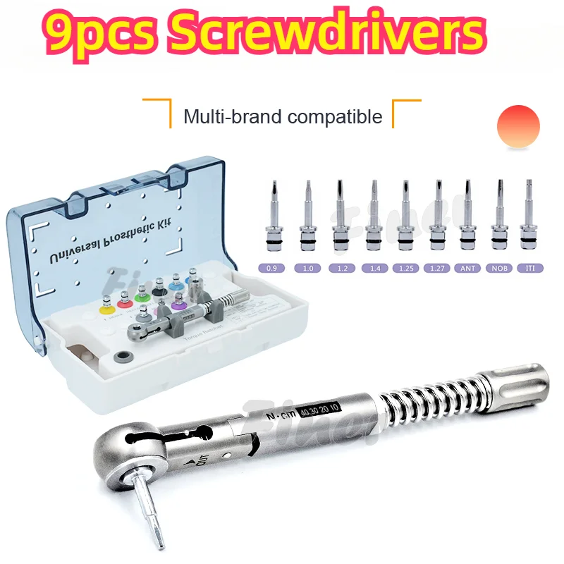 Dental Implant Screwdriver Set Universial Prosphetic Kit Implant Screw Driver Torque Wrench Ratchet Repair Tool Kit Dentistry