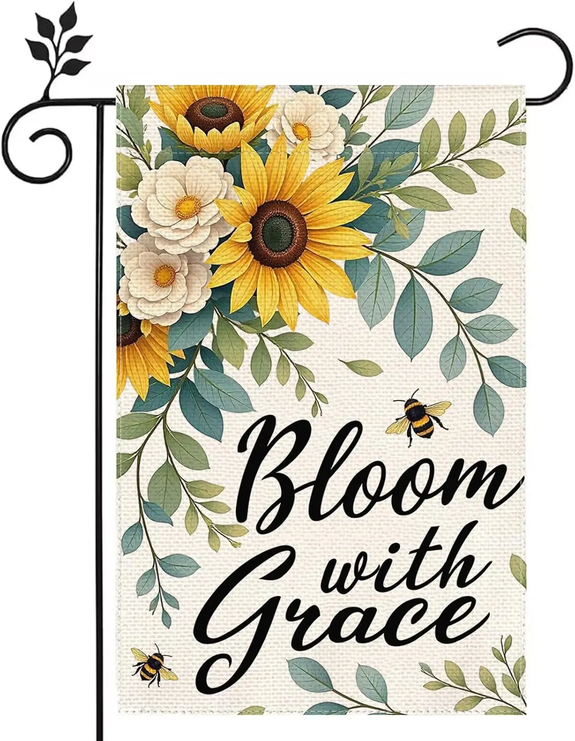 Welcome Flowers sunflower Purple Garden Flag 12x18 inch Double-sided Burlap Home Outdoor Yard Summer Decoration Flag YYD EEZ