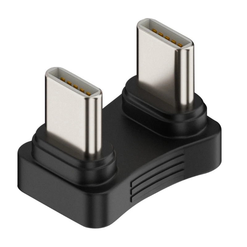 Type-C 180 Degree Angled Adapter, Male to Male Charging Power Adaptor 480Mbps Data Transfer Connector