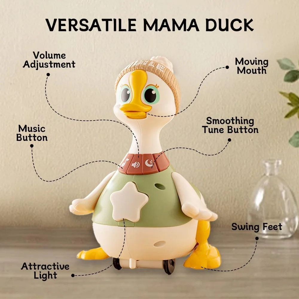 Cute ABS Duck Family Light Up Tummy Swinging Crawling Music Goose Crawling view 3