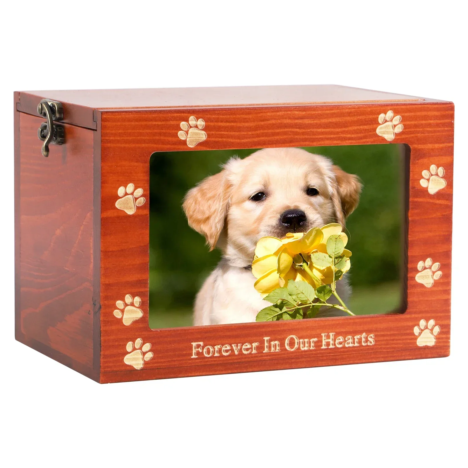 Pet Memory Urn Ashes Cat Dog Memorial Urn Wooden Case Keepsakes Box Cremation Urns With Photo Pet Loss Keepsake Cinerary Casket