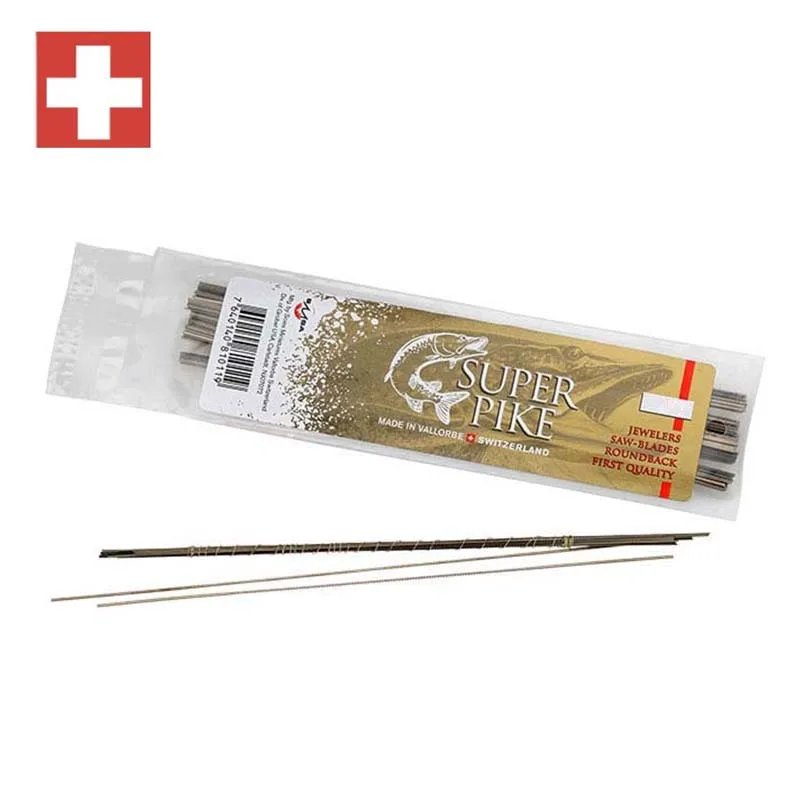 Premium Super Pike Jeweler's Saw Blades Swiss-Made High-Steel Round Back Blades for Jewelry Making & Precision Cutting