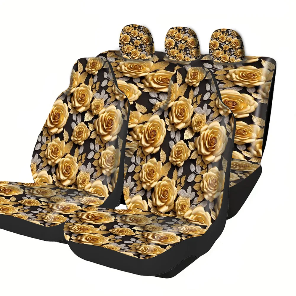 Car Seat Covers - Halloween Christmas New Year Easter Roses Leaves Pattern Lucky Gift For Friends Premium Fit For Cars SUVs Sty