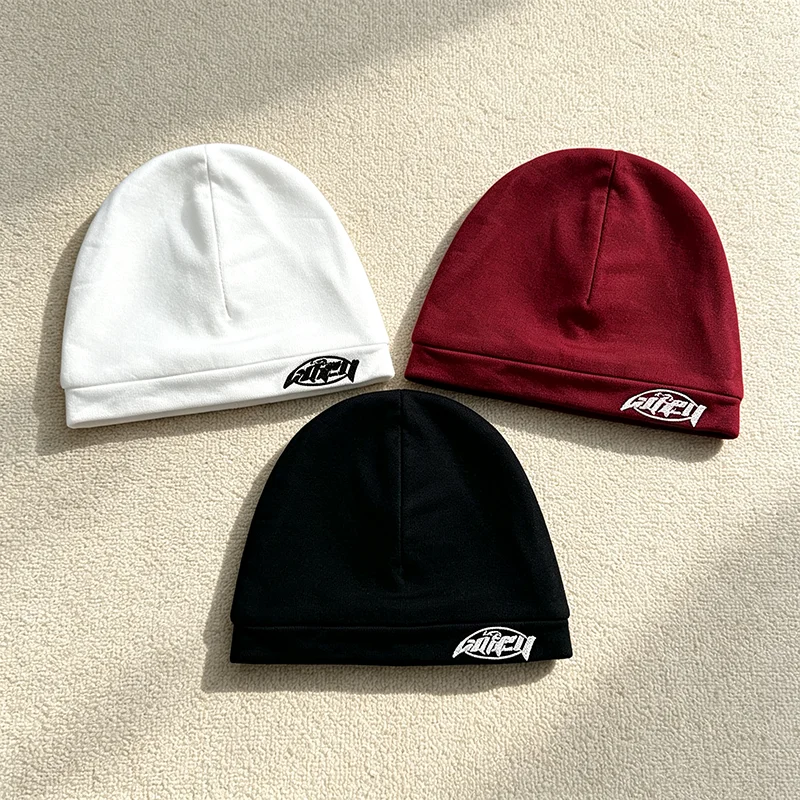Autumn New Arrivals: Letter Embroidered Pullover Hat - Soft Elastic Thin Hip-Hop Streetwear Solid Color Casual Hat
