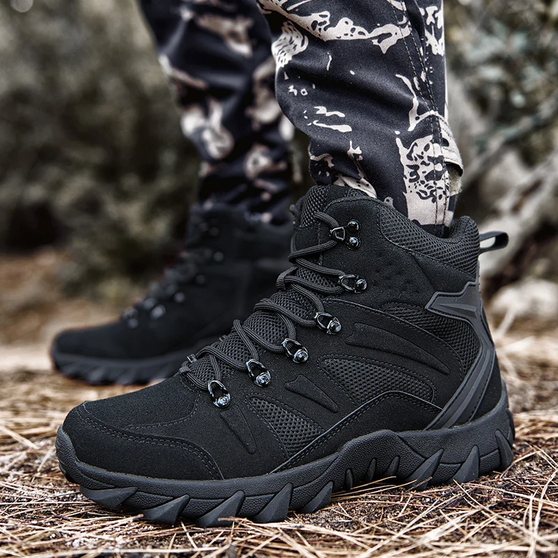 Men Army Boots Breathable Lace Up Desert Boot High Quality Male Anti-Slip WorkTactical Boots Safety Rapid Response Hunting Boots