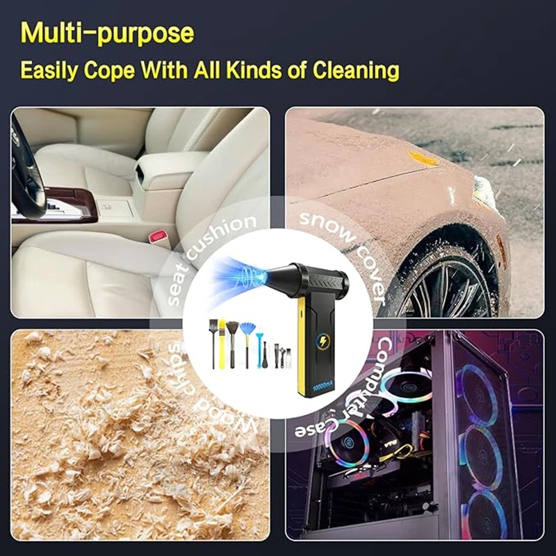 160000 RPM Electric Air Blower Turbo Jet Fan Brushless Motor High-Speed Turbo Violent Fan USB Rechargeable Powerful Dust Blower