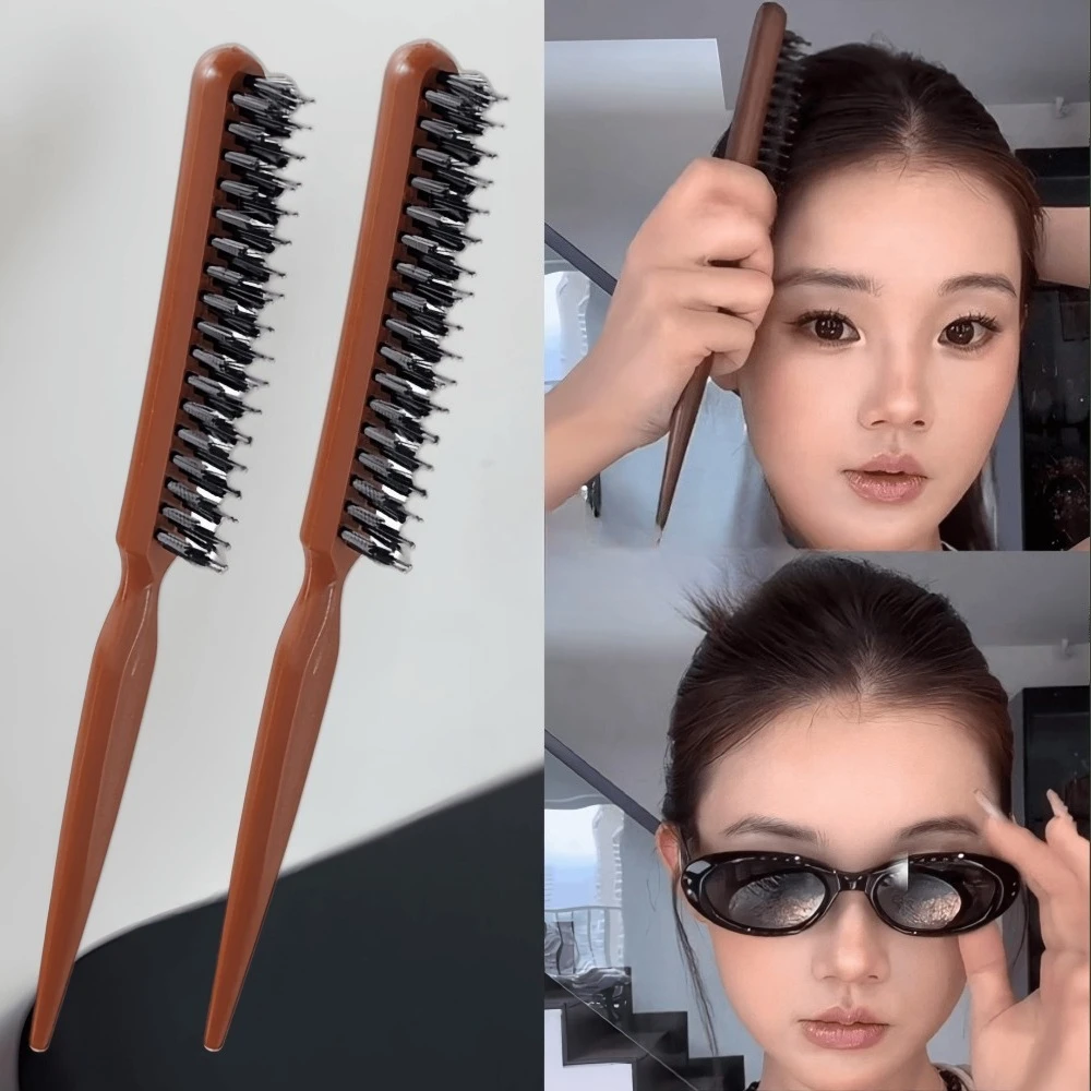 Classic Foldable Hair Comb Portable Boar Bristle Hair Brush Brushes Head Massager Traveling Combs Hair Styling Accessories Coffe