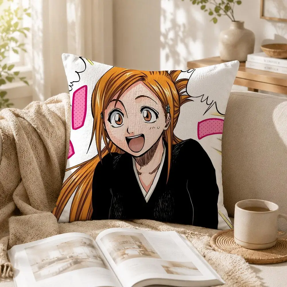 Anime Orihime Inoue B-BLEACH Cushion Cover Linen Square Pillow Case Naturally Durable Hypoallergenic Gentle On Sensitive Skin