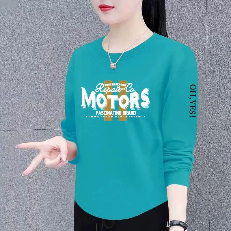 Long Sleeve T-Shirt Women's Base Shirt Inner Wear Top for Middle-Aged And Elderly Regular Fit round Neck Korean Style Commute...