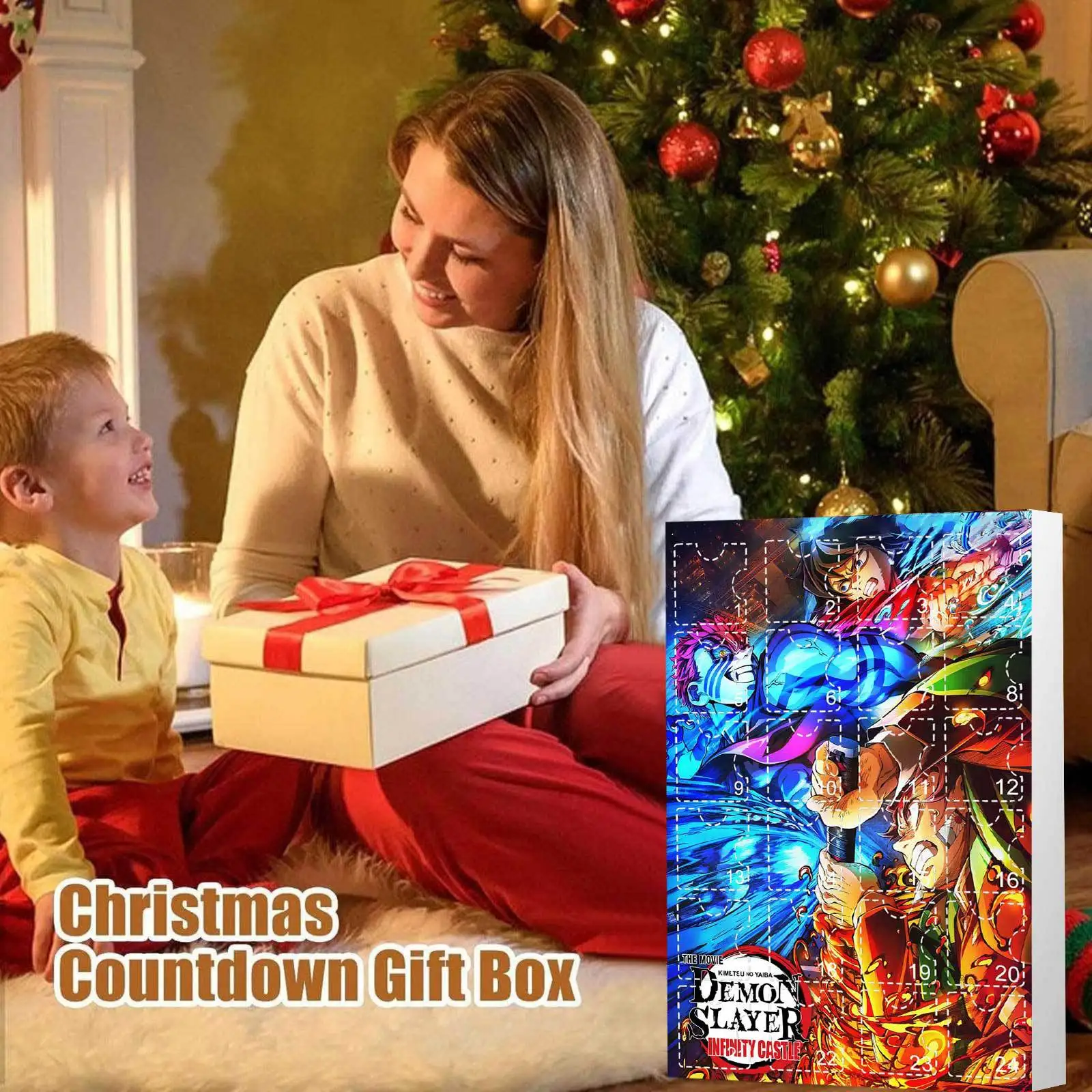 Figura de Anime Demon Slayer, caja ciega de cuenta regresiva de Navidad, juguetes coleccionables acrílicos, decoración, regalos sorpresa de Navidad para niños