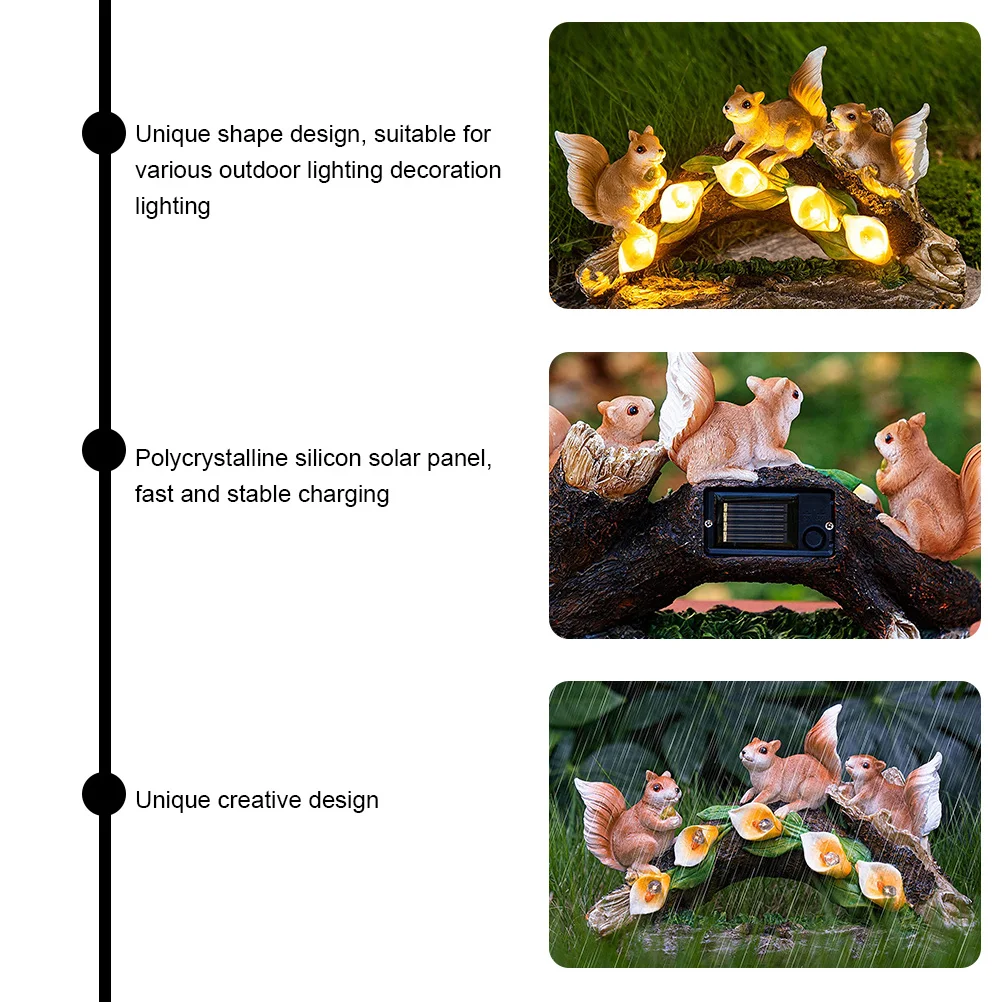 

Solar Squirrel Lamp Resin Garden Light Landscape Lighting For Lawn Yard Pathway Driveway Solar Powered Lawn