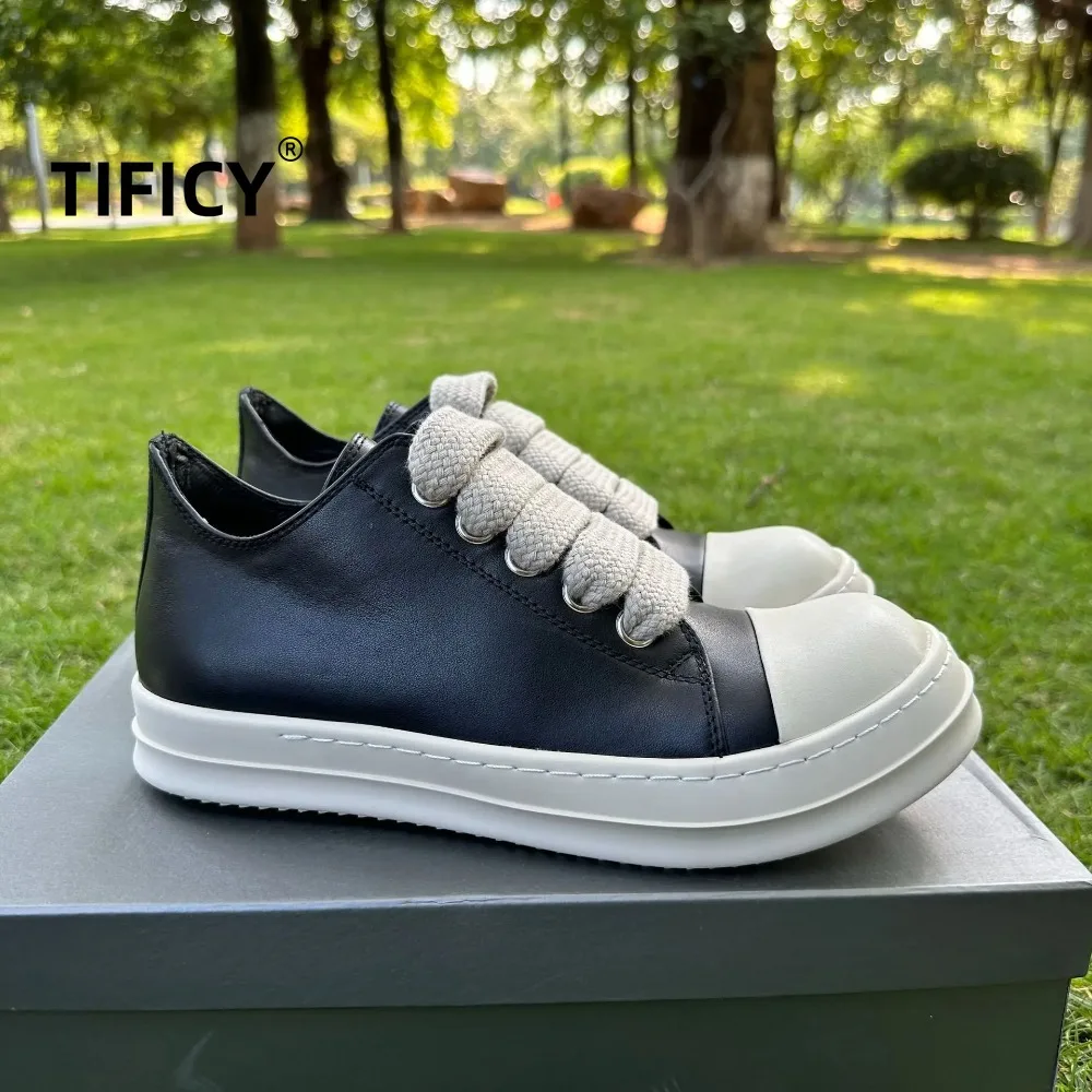 

RO Style Board Shoes Women's Spring and Autumn Classic Casual Leather Coarse Strap Thick Bottom Breathable Board Shoes