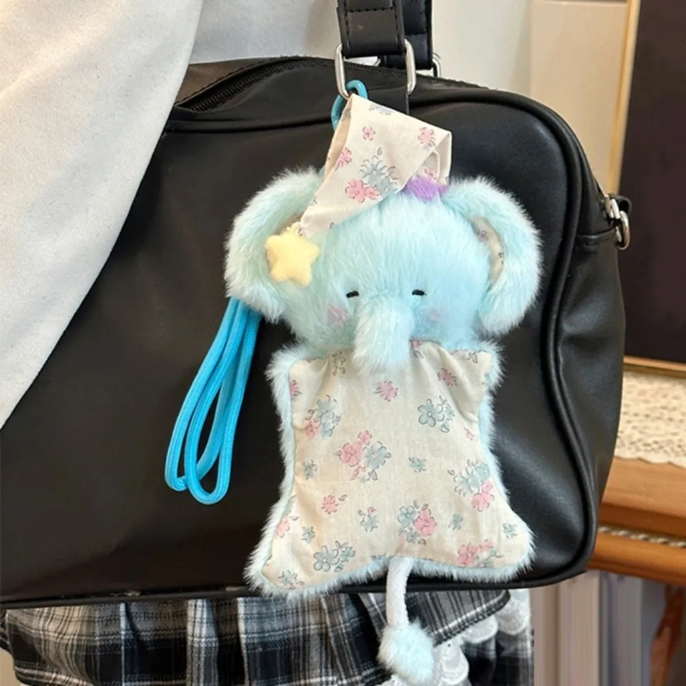 Simulation Elephant Puppet Pendant Fluffy Cartoon Plush Seal Pendants Kawaii Soft Plush Doll Keychain Hanging Ornaments