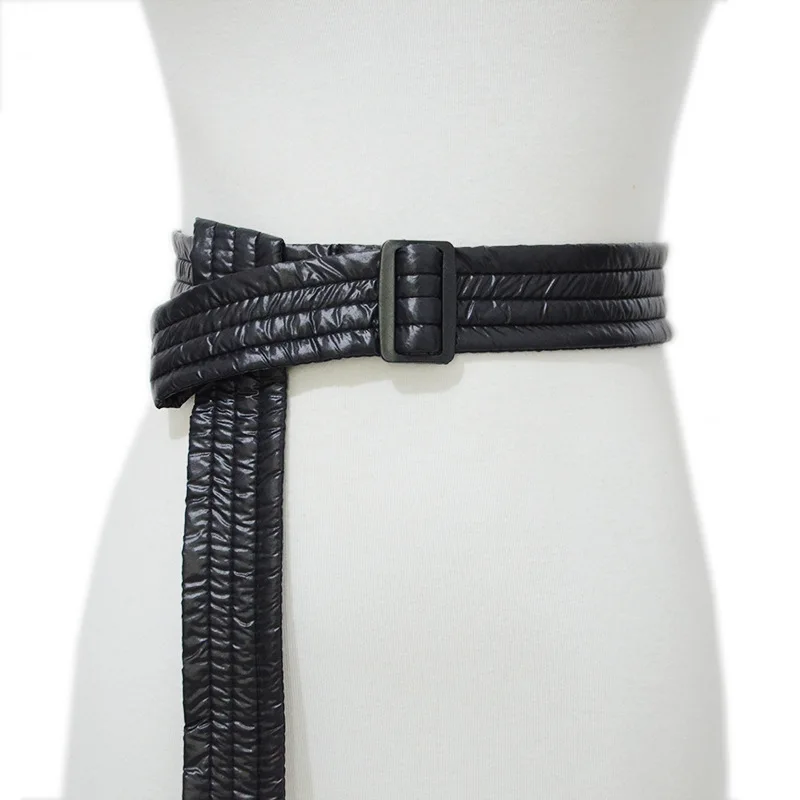 

Winter Women's Long Belt Ultralight Senseless Feather Material Clothing Waistband Glossy Simple Solid Colour Designer Belt