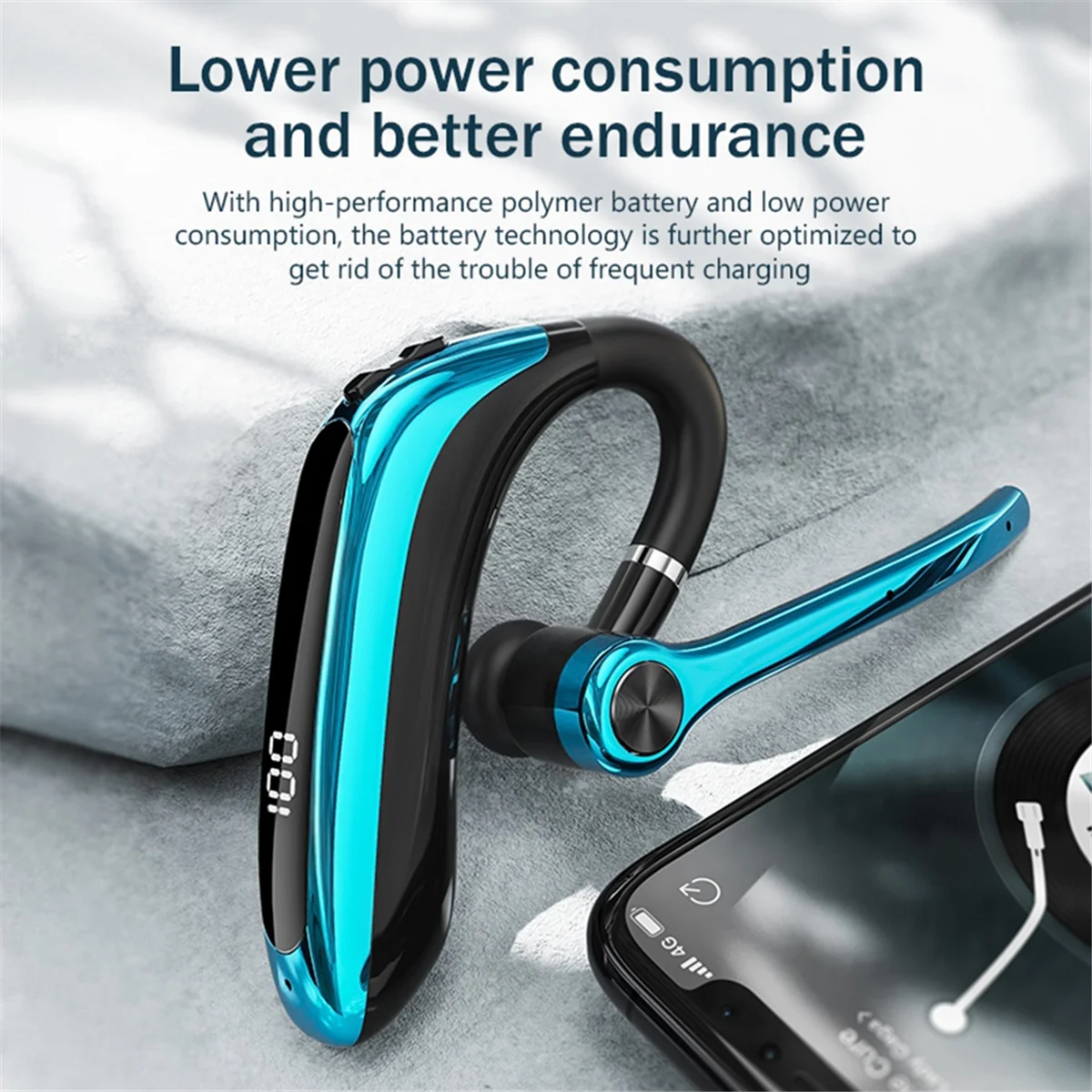 Wireless Headphones with Dual Microphone Bluetooth Earphone ENC Noise Cancelling Headset for Business Driving Black