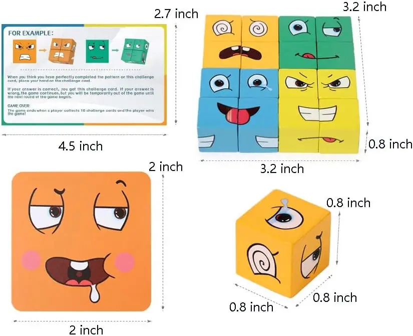 Zabawki edukacyjne dla dzieci Emotion Change Blocks Wyrażenia Puzzle Gry dla dzieci Cube Wczesna nauka Geometria Montessori Twarz