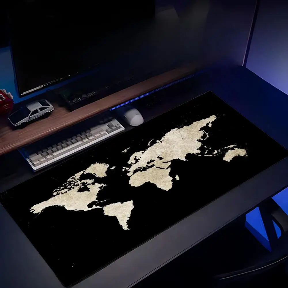 Alfombrilla de ratón lavable con parte inferior de goma antideslizante con mapa del mundo Retro adecuada para tareas y juegos y alfombrillas de ratón de oficina