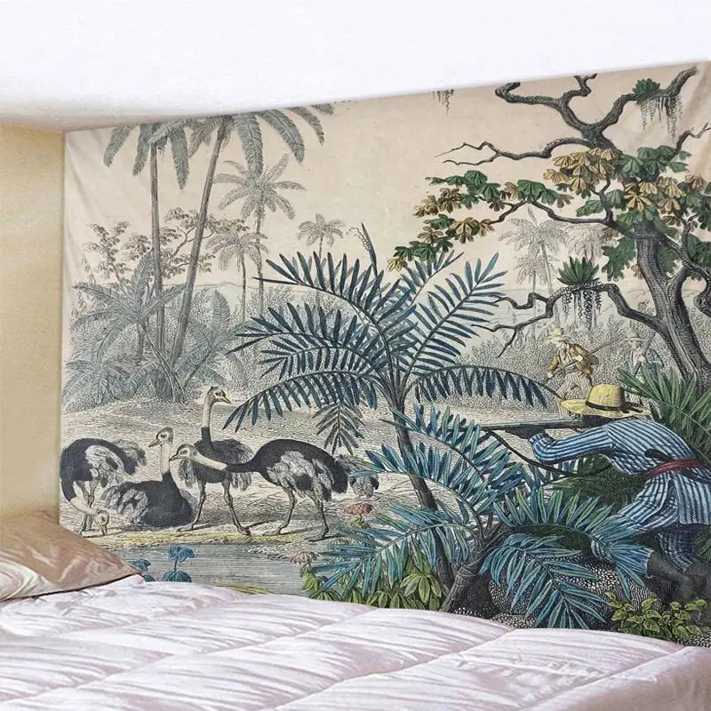 Animal Tapestry Tropical Plant  Wall Decor Home   Living Room Bedroom Dormitory   Background Cloth